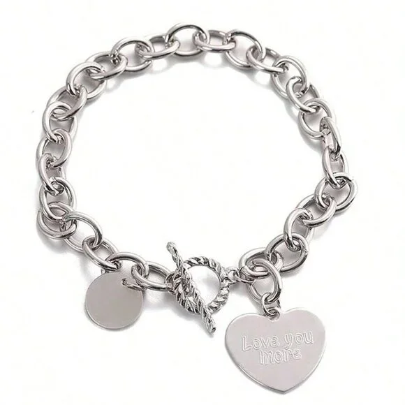 Silver Casual Women's Heart Shaped Bracelet - Picture 5 of 7